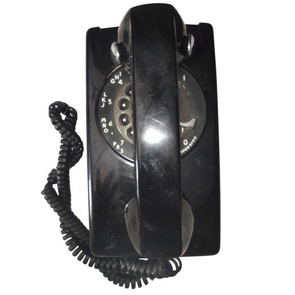 Vintage 1957 Black Rotary Wall Mount Telephone Phone - Picture 1 of 11